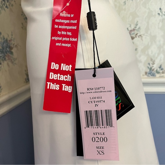 COLORS DRESS Ivory Long PLeated A Line Strapless Wedding Gown NWT Womens XS - Picture 4 of 15